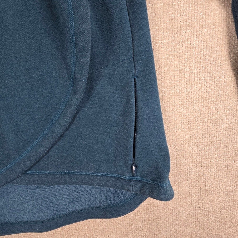 Athleta Cozy Karma Asym Pullover Teal Blue Fleece Sweatshirt Size Medium - Picture 5 of 11